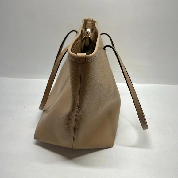 Coach Jetset Large Tote Bag Shoulder Purse Crossgrain Leather Peachy Beige Tan - Picture 4 of 12